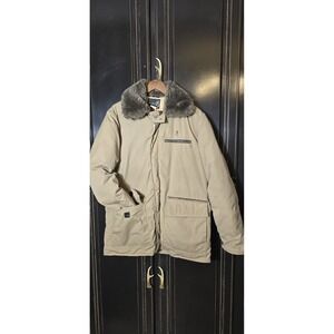 Vintage Browning Goose Down Mens Beige Barn Jacket Hunting Coat Parka Sz 42 USA